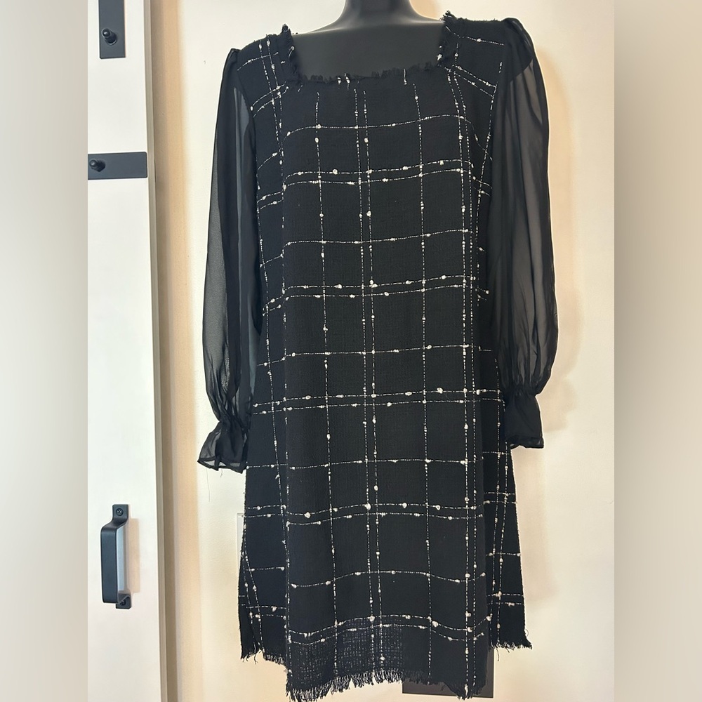 Elegant Black Checkered Dress
